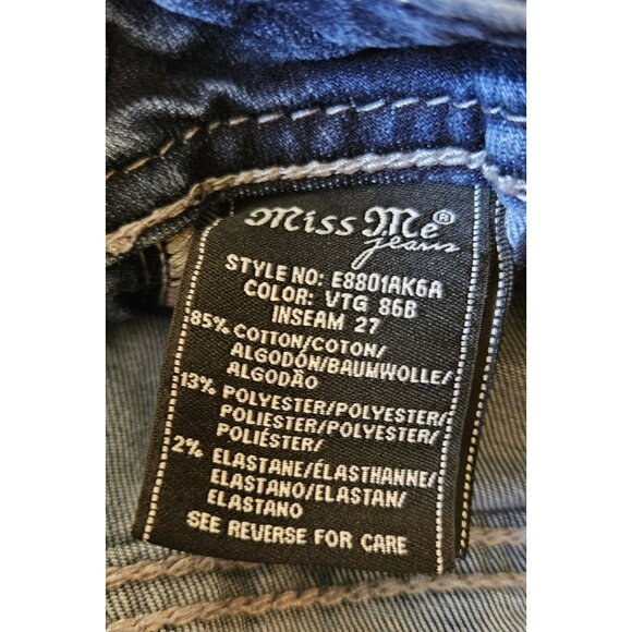 Miss Me Jeans Size 26 Womens Signature Ankle Skinny Blue Denim Distressed - Picture 9 of 13